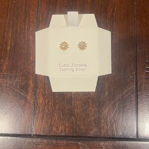 NWT Brand new, sparkly gold colored Cubic Zirconia Sterling Silver Earrings